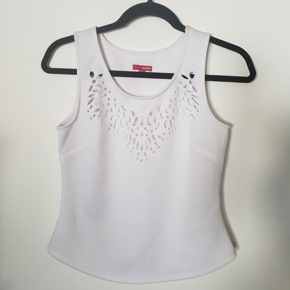 White Dress Tank with Laser Cut Details - Picture 1 of 7